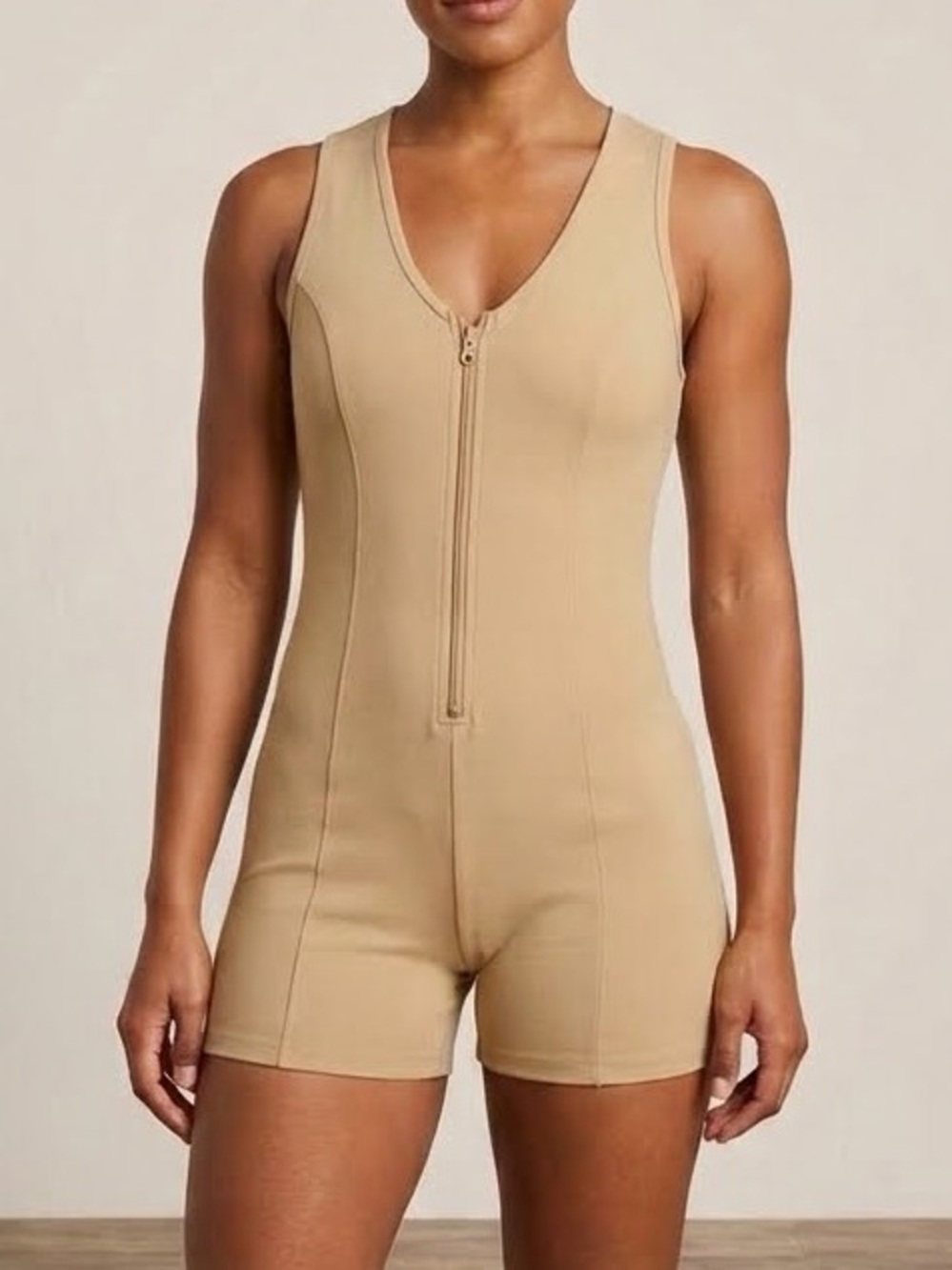 Wild Fable Butter Bliss Zip Up Sleeveless Neutral Romper NEW Size Large NWT